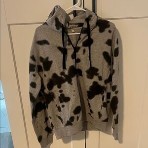 Women's Gray and Black Tie-Dye Hoodie